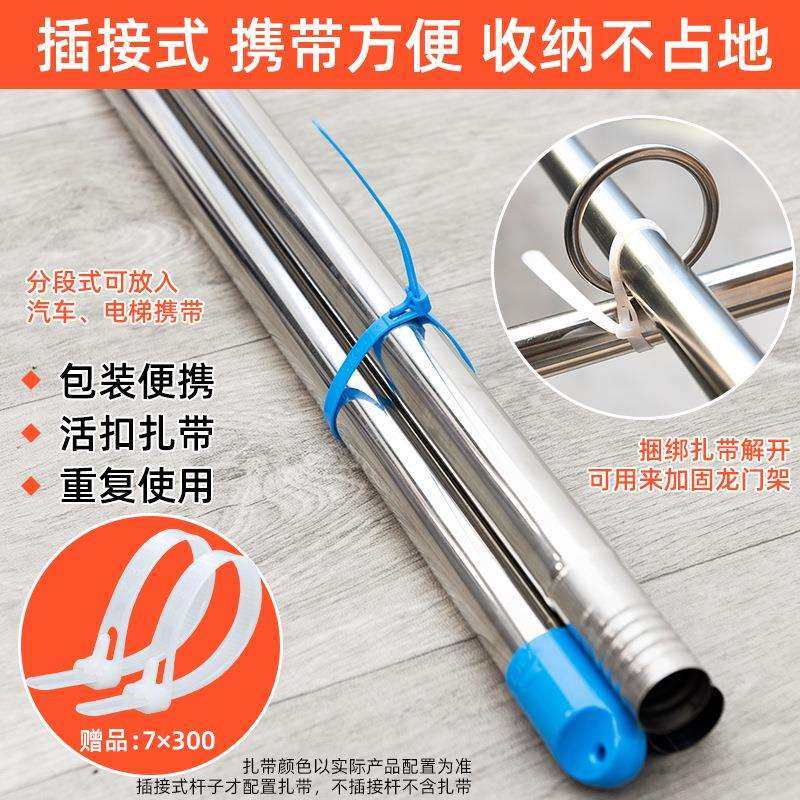 不锈钢阳台伸缩晾衣杆单杆式免打孔室外晒衣龙门杆加厚晒被子B&r - 图2