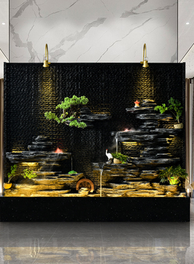 庭院花园布置流水生财循环水院子水幕F墙鱼缸室内客厅造景落地摆