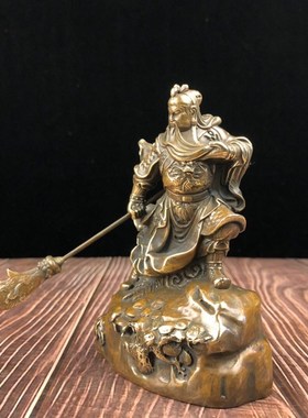 纯铜武财神关公摆件看书关公文财神夜读春秋铜像摆件