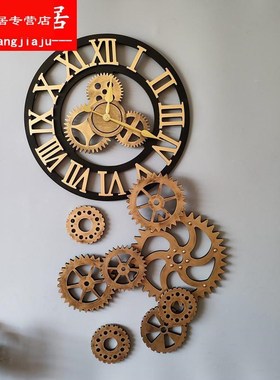新机械风钟表摆件性装饰表工业风齿轮壁挂钟酒吧咖啡厅理发店挂个