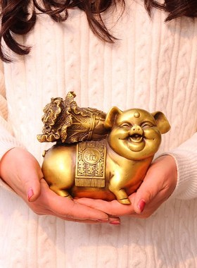 纯铜猪摆件 招财猪家居装饰品摆设 百财生肖猪工艺品摆件