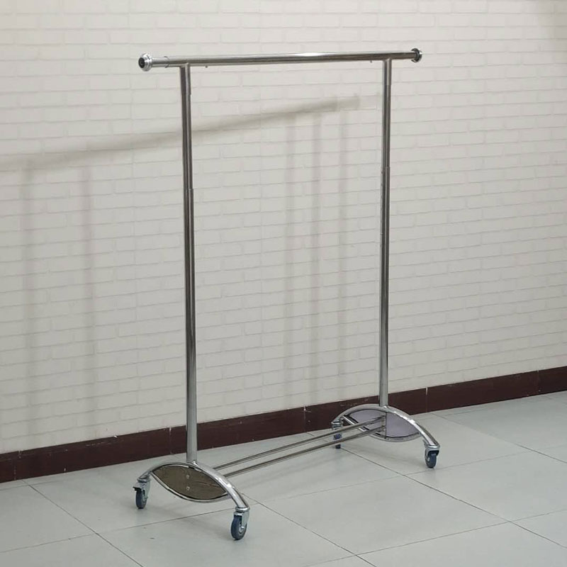 服装店衣架展示架伸缩折叠单杠龙门架单杠落地式架子Y中岛架带轮 - 图0