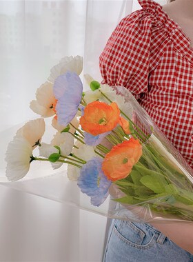 速发花间假花虞美民房束装饰野餐摆拍照道具人宿软装