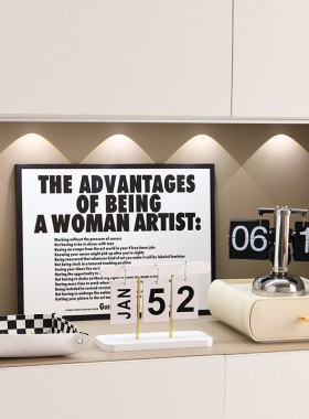 速发轻奢木质翻页日历台历摆件家居饰办客厅玄关品桌室公面酒柜装