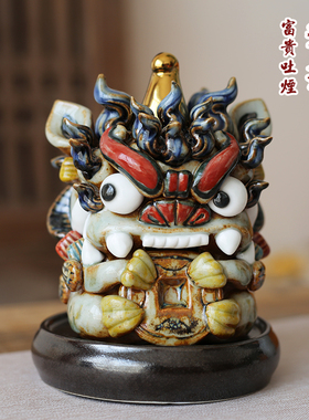速发倒流香炉陶瓷貔对一件镇宅招财摆貅可爱店铺创意乔迁新居礼品