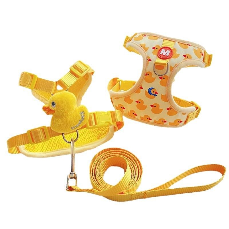 猫咪牵引绳高颜值防挣脱外出专用小黄鸭牵引绳子背心可调节遛猫绳,淘宝优惠券,粉丝福利购,淘宝优惠卷