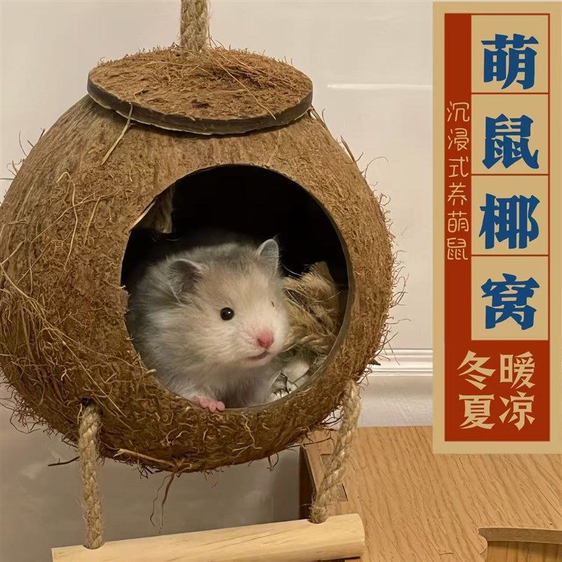 Diy仓鼠椰壳窝躲避屋金丝熊房子四季通用别墅窝椰子小窝造景用品,淘宝优惠券,粉丝福利购,淘宝优惠卷