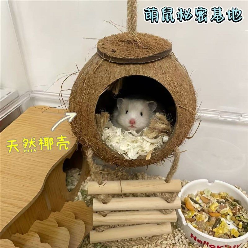 Diy仓鼠椰壳窝躲避屋金丝熊房子四季通用别墅窝椰子小窝造景用品,淘宝优惠券,粉丝福利购,淘宝优惠卷