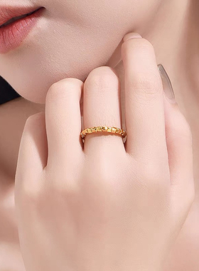 庆大福黄金方糖戒指女