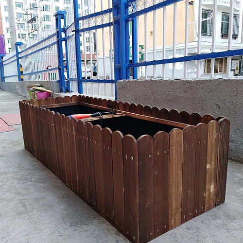 防腐木花箱户外长方形种植箱阳台室内木质花盆庭院特大号景观花坛 - 图0