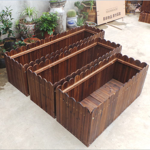 防腐木花箱户外长方形种植箱阳台室内木质花盆庭院特大号景观花坛 - 图1