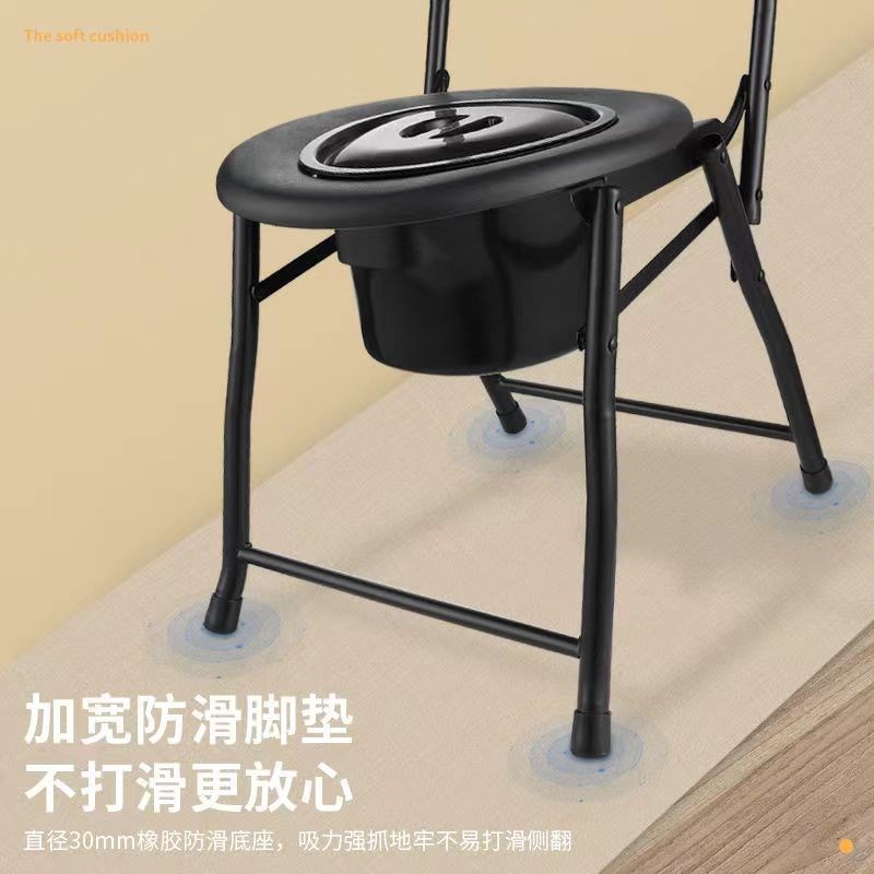 孕妇坐便椅老人坐便器残疾助便凳碳钢折叠坐便凳蹲坑神器大便凳 - 图2