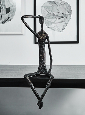 北欧抽象人物雕塑坐姿人摆件样板房售楼部客厅玄关创意家居工艺品