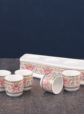 速发供水杯茶佛净水杯供杯水杯观音贡杯供五连杯家用佛前三杯莲花