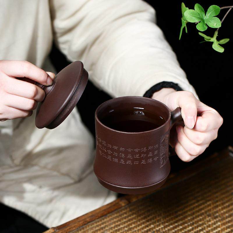 一件起批宜兴原矿紫泥紫砂盖杯手工制作舍得茶杯大容量泡茶杯子,淘宝优惠券,粉丝福利购,淘宝优惠卷