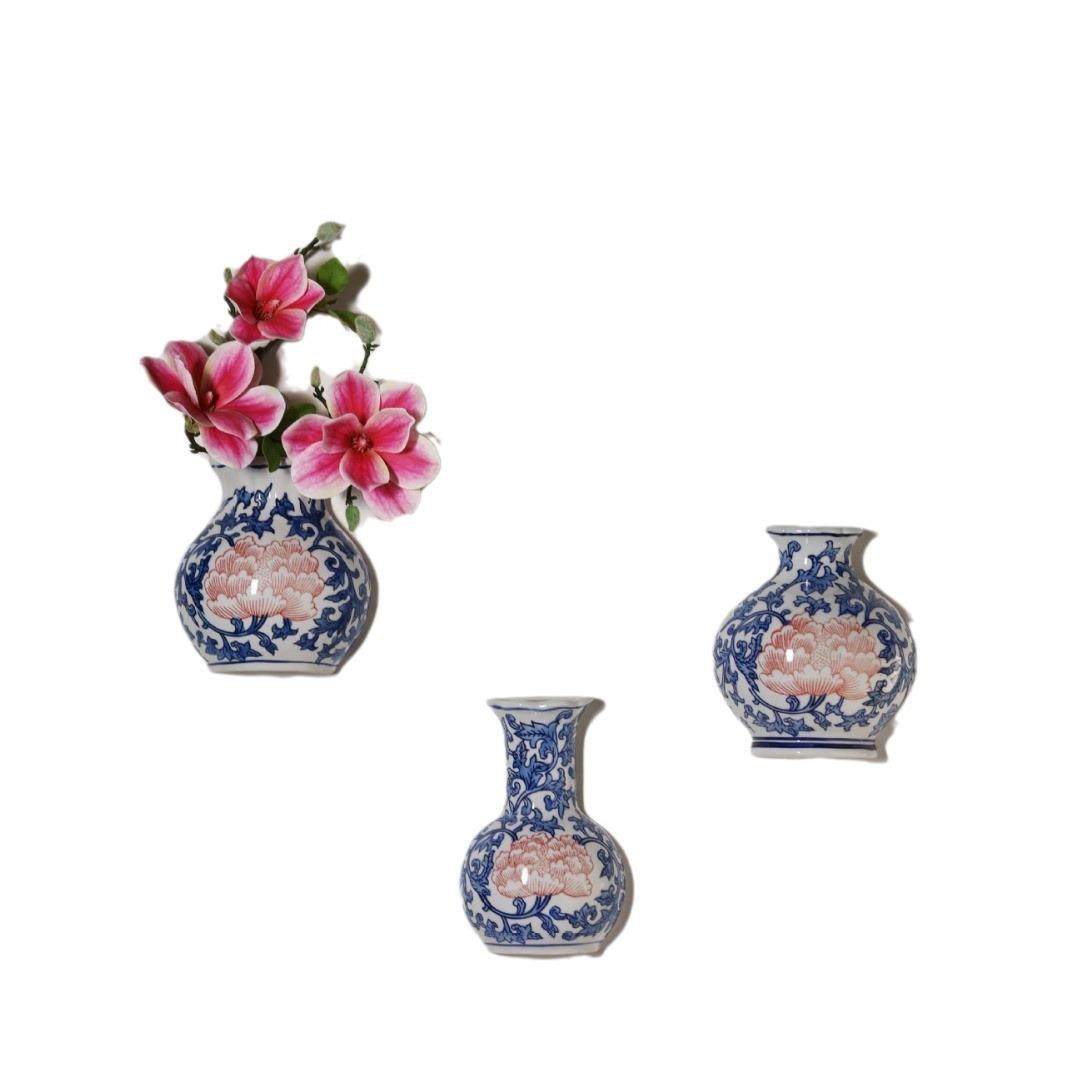 新中式客厅卧室墙壁面装饰品挂件壁挂花瓶创意挂盘花插陶瓷青花瓷,淘宝优惠券,粉丝福利购,淘宝优惠卷