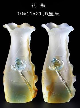 圣莲琉璃佛具套装香炉供盘摆件家用佛堂供奉净水杯供杯花瓶果盘