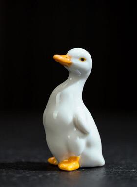迷你陶瓷彷真小白鸭子摆件庭院假山微景观盆栽水族箱鱼缸造景动物