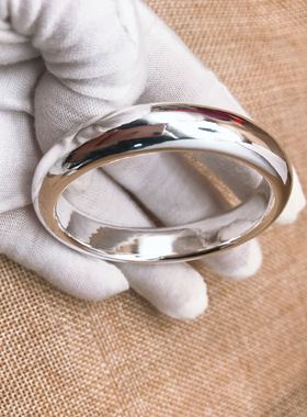 银999银手镯纯光面手工银手镯泥鳅闭背款开口或口银镯子定足