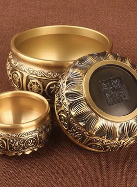 纯铜有求必应聚宝盆摆件黄铜制品工艺品财存钱罐铜器办公室工艺品