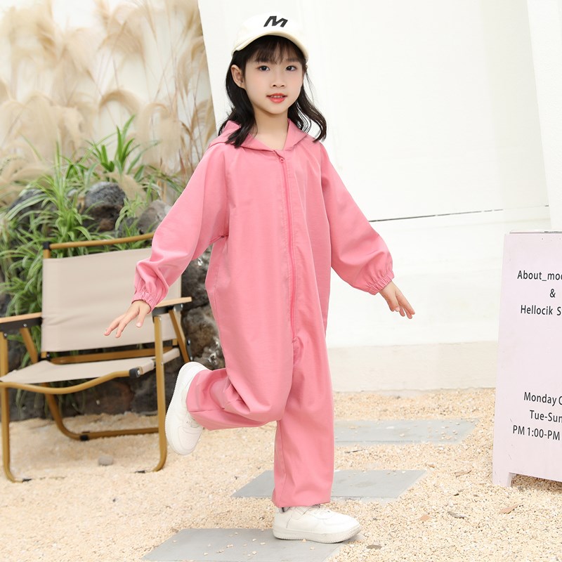 儿童连体罩衣防脏防水透气玩沙衣男女大童羽绒服罩衣大码涂鸦画画 - 图1