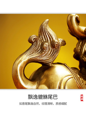 纯铜貔貅摆件一对全黄铜貔恘皮丘客厅店铺装饰办公室招财家居饰品