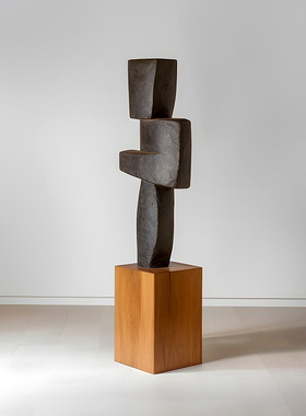 侘寂风抽象木雕落地摆件民宿酒店样板间玄关装饰实木艺术雕塑设备