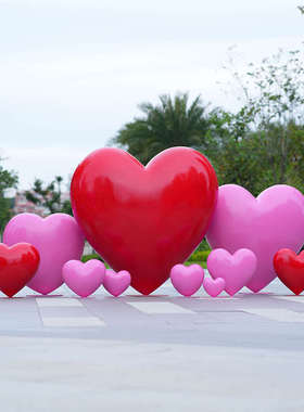 爱心美红造型雕塑摆件糖果网商业街气球装饰婚礼陈拍照打卡玻璃钢