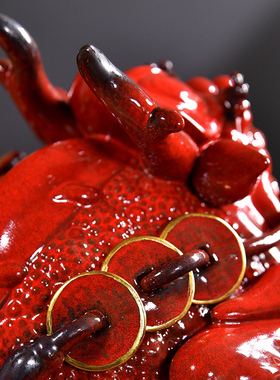 曾国清陶瓷招财金蟾摆件大号w三足蟾蜍店铺客厅收银台装饰开业礼