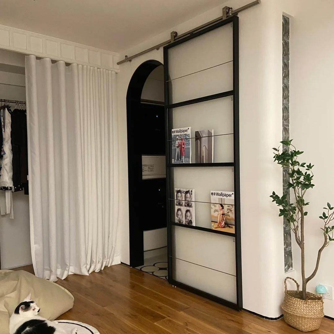 谷仓门书架门吊轨门定制卫生间无下轨移门厨房卧室杂志架推拉门,淘宝优惠券,粉丝福利购,淘宝优惠卷