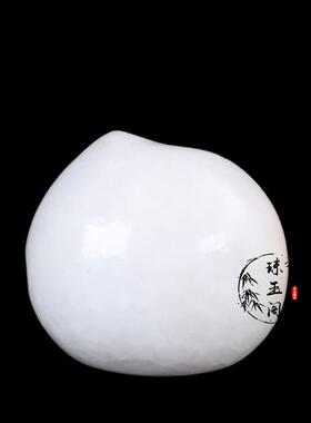 天然玉石寿桃摆件黄玉桃子白玉寿桃办公室家居玄关客厅装饰工艺品