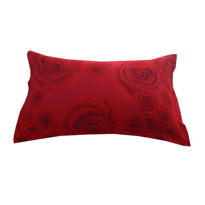 结婚喜庆大红色单品枕头套加厚磨毛枕芯套单件枕套一对装48*74cm,淘宝优惠券,粉丝福利购,淘宝优惠卷