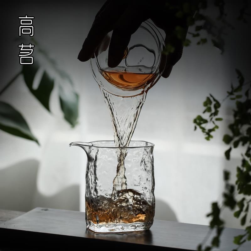 方形公道杯玻璃高档日式锤纹四方公杯网红泡茶功夫茶具茶海分茶器 - 图1