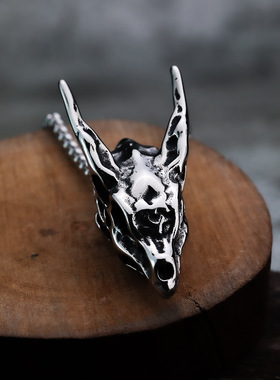 狂饰风骷髅龙项链男款暗黑囚徒死亡之翼龙头吊坠哥特潮流毛衣链子