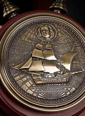 九州祥琉璃玉领航舵摆件实木舵手舵轮老板办公室乔迁开业礼品酒柜