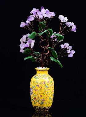 迎客松紫水晶树家居工艺品摆件时尚商务礼品摆件办公装饰紫水晶树