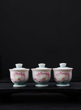 青韵瓷坊陶瓷莲花香炉圣水杯插香筒花瓶烛台果盘家用供奉佛具套组