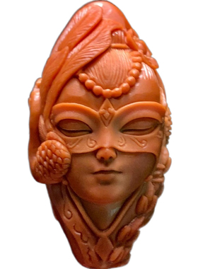 楼兰美女橄榄核单籽核雕手v机吊坠挂件文玩手把件原籽精雕单子手