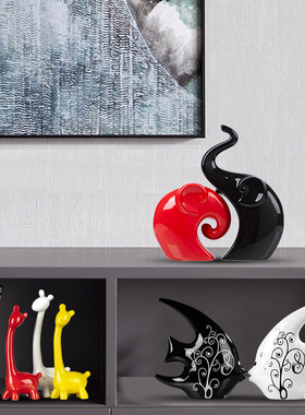 大象摆件陶瓷家居创意客厅摆设茶几桌面J鞋柜卧室内电视酒柜装饰