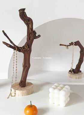 TJJ丨原木树杈摆件ins冷淡风书架客厅树枝摆设饰品摄影拍摄道具