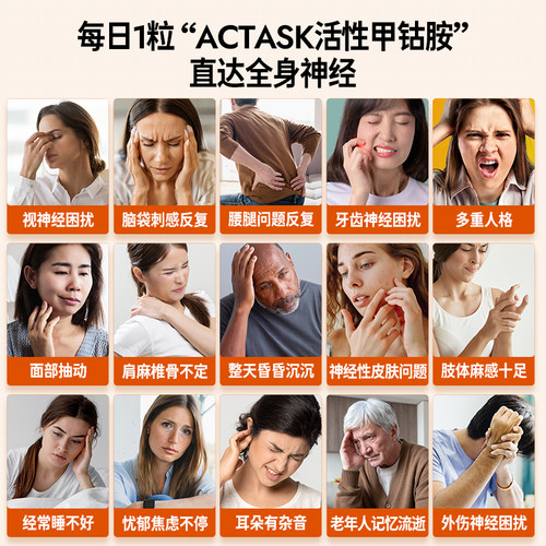 进口actask活性甲钴胺5000mcg+叶酸+B族神经营养素片维生素VB12B6 - 图3