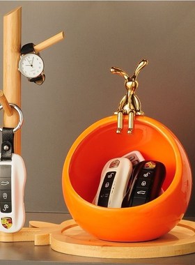 创意放钥匙收纳摆件置物架玄关鞋柜入户进门口装饰品桌面