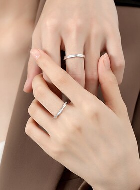 莫比乌斯环情侣对戒999一对小众指环七夕礼物送女男友