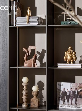 邸高家居老板办公室装饰摆件高档墙柜储物柜氛围软装布置