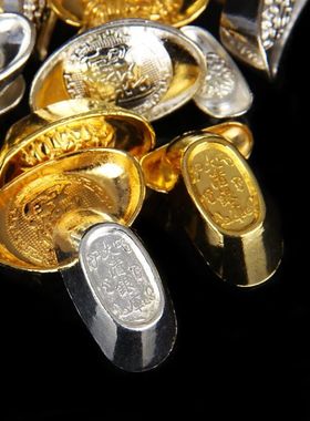 速发实盆合金元宝关 银元宝摆件聚宝心供奉财神 金公摆件招财开业