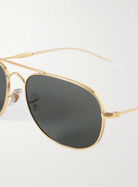 Ray-Ban 男士 FW25 太阳镜 Bain 鼻梁架飞行员镀金太阳眼镜