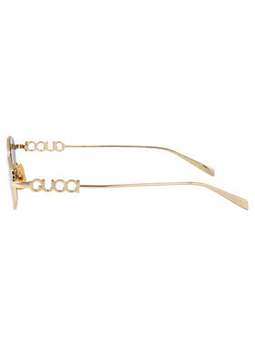 Gucci古驰女士 秋冬新品 太阳镜 金色 Oval Frame 太阳镜
