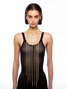 【春夏新品】SILVIA GNECCHI Silver-Colored Applied 全幅玻璃水