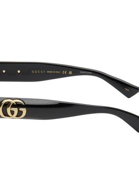 Gucci古驰女士 太阳镜 黑色 GG Oval 太阳镜