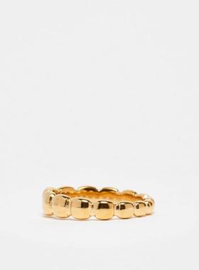 ASOS DESIGN 男士 戒指 puff 设计防水不锈钢戒指(金色)